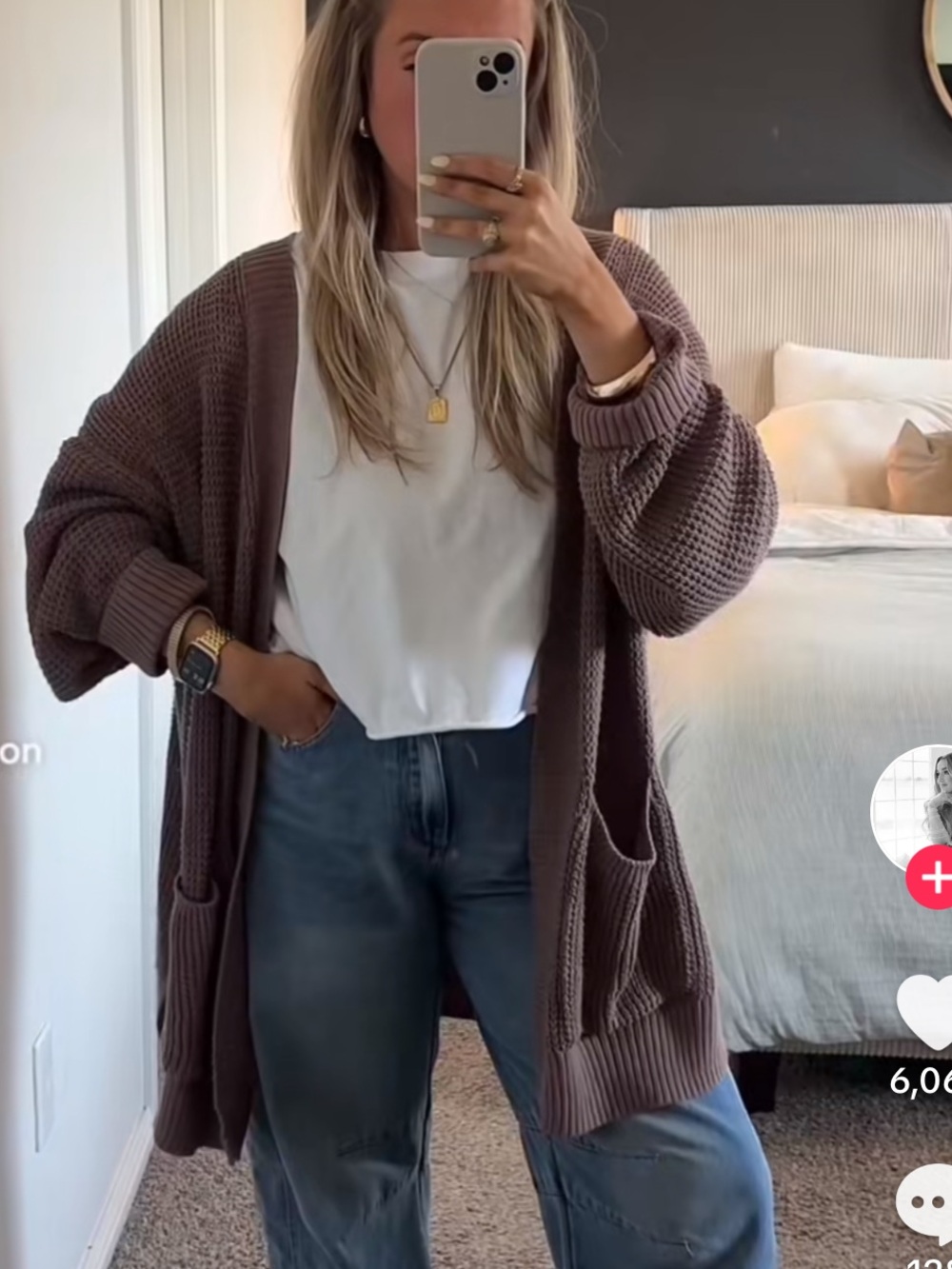 Universal Thread Mauve Knit Open-Front Cardigan